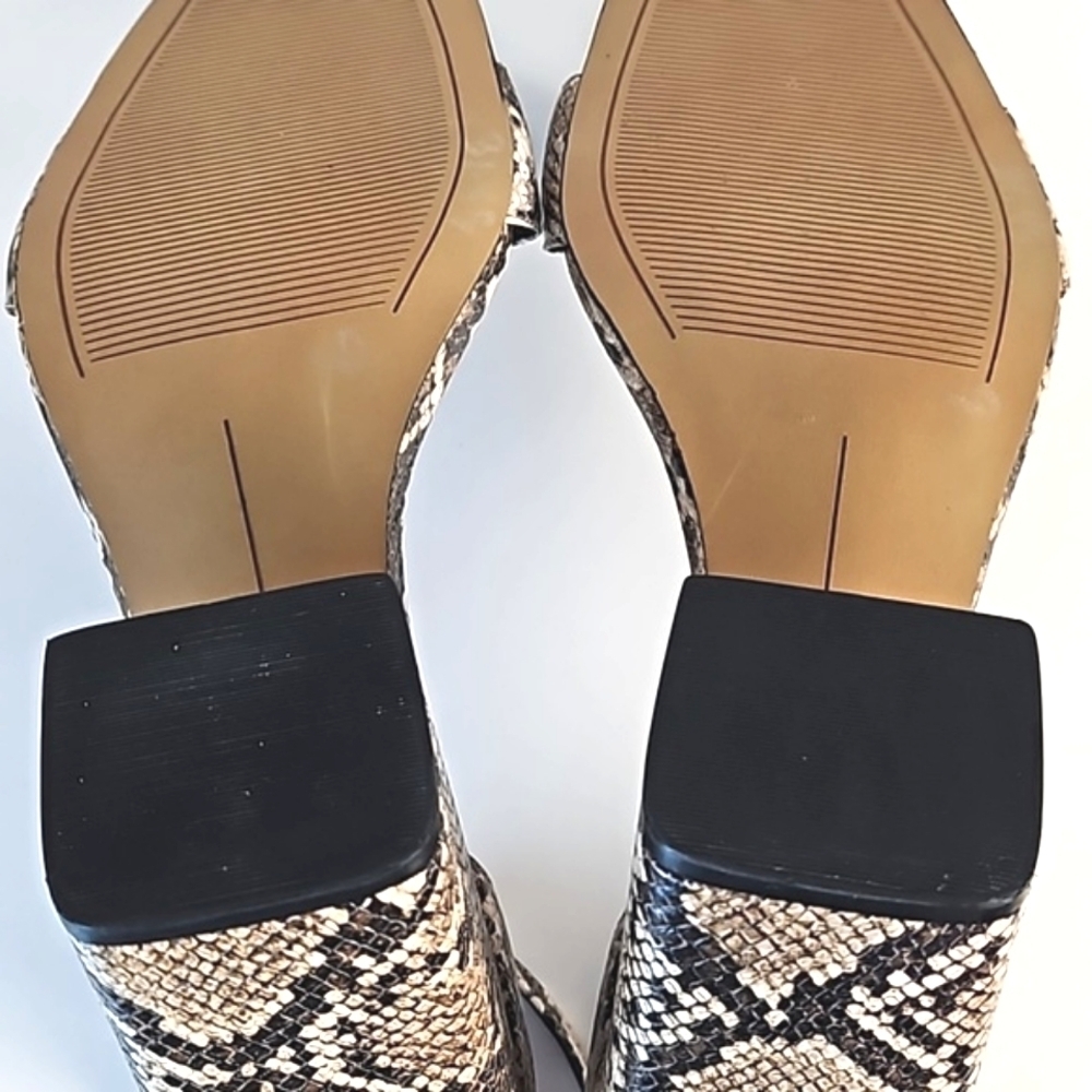 Chelsea & Violet Tara Leather Snake Print Block Heel Ankle Strap Sandal - Picture 13 of 16
